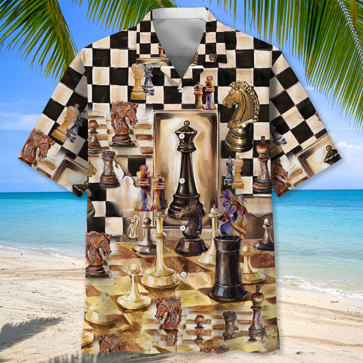Vintage Retro Beautiful Chess Hawaiian Shirt For Vacation Days And Relaxed Coastal Outings