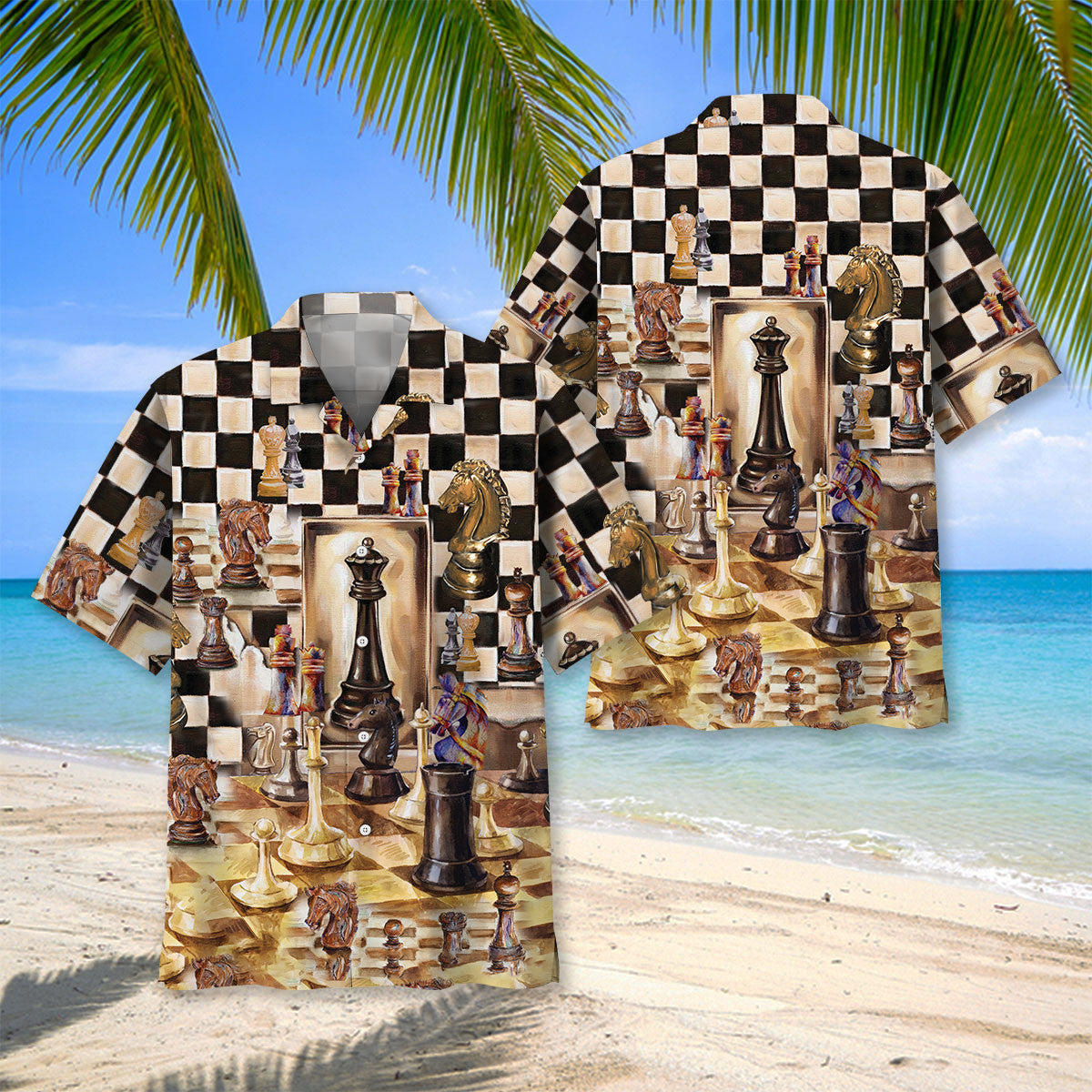 Vintage Retro Beautiful Chess Hawaiian Shirt Pattern View For Relaxed Warm Weather Outfits