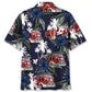 Dark Blue Truck Fire Tribute Hawaiian Shirt For Summer Events And Casual Outdoor Wear