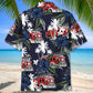 Dark Blue Truck Fire Tribute Hawaiian Shirt Design Detail For Beach Days And Holiday Travel