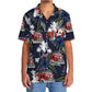 Dark Blue Truck Fire Tribute Hawaiian Shirt For Poolside Relaxation And Sunny Getaways