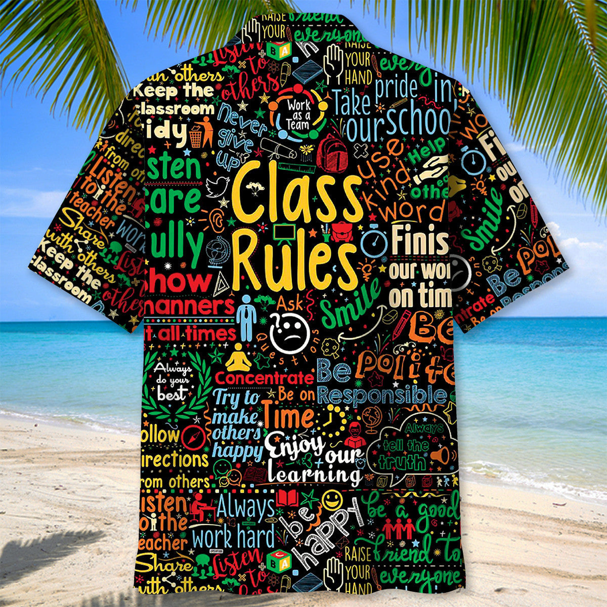 Teacher Class Rules Fun Hawaiian Shirt For Summer Vacation And Beach Travel