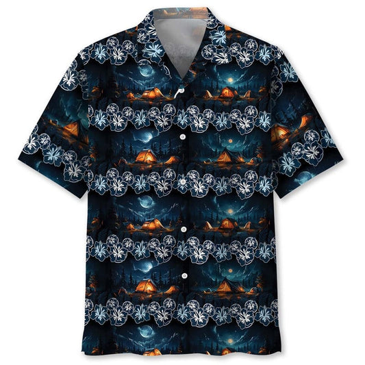 Night Camping Adventure Hawaiian Shirt For Beach Parties And Weekend Getaways