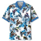 Blue Dirtbike Racing Adventure Hawaiian Shirt Design Detail For Beach Days And Holiday Travel