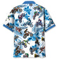 Blue Dirtbike Racing Adventure Hawaiian Shirt Pattern View For Lightweight Everyday Style