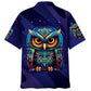 Night Owl Midnight Hawaiian Shirt Pattern Detail For Vacation Travel And Daily Wear