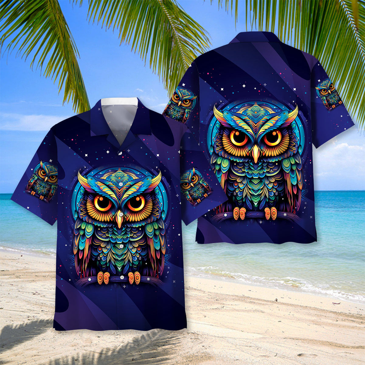 Night Owl Midnight Hawaiian Shirt Artwork View For Coastal Escapes And Resort Style