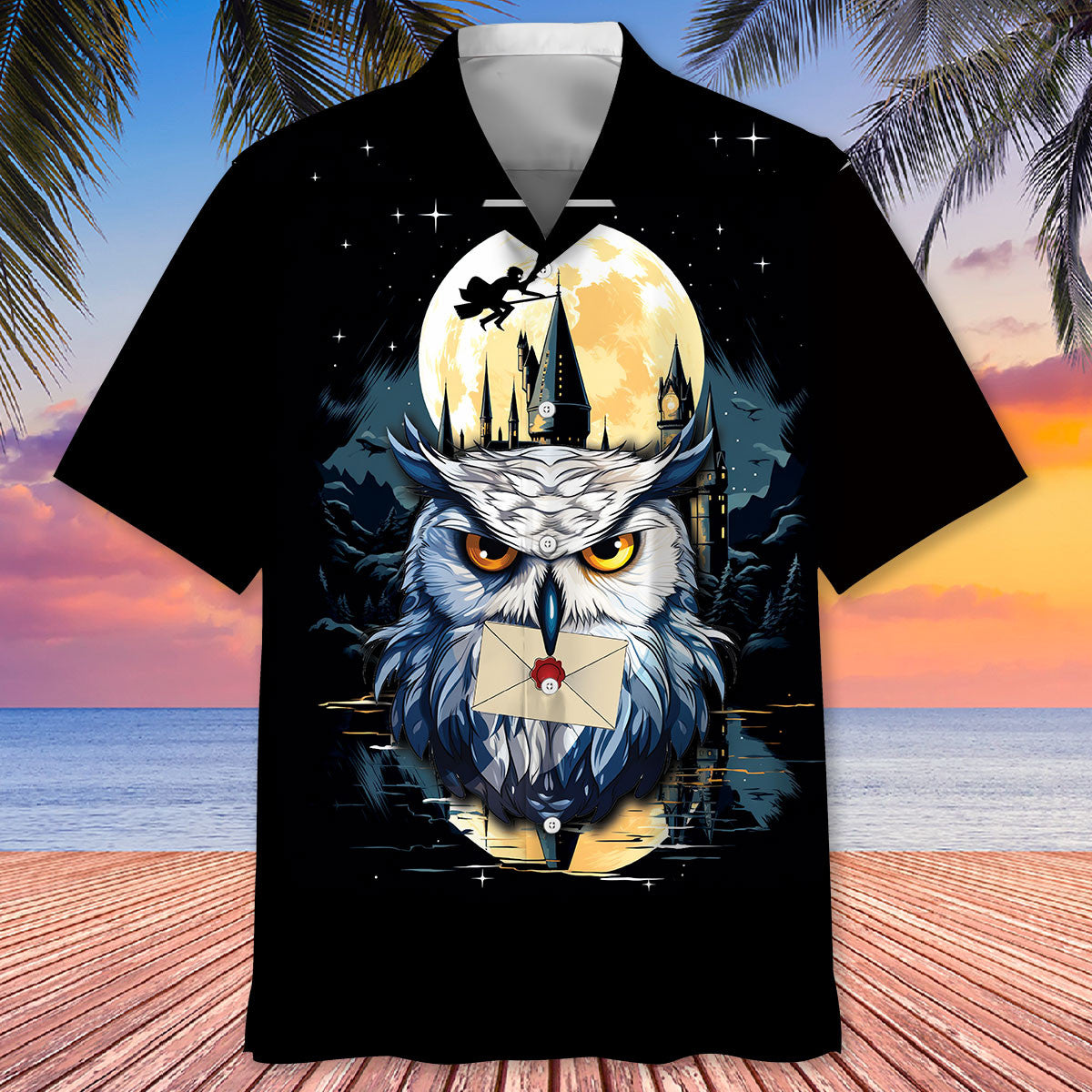 Snowy Owl Winter Hawaiian Shirt Artwork View For Coastal Escapes And Resort Style