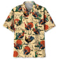 Funny Cowboy Riding Rooster Hawaiian Shirt Artwork Detail For Tropical Trips And Casual Outings