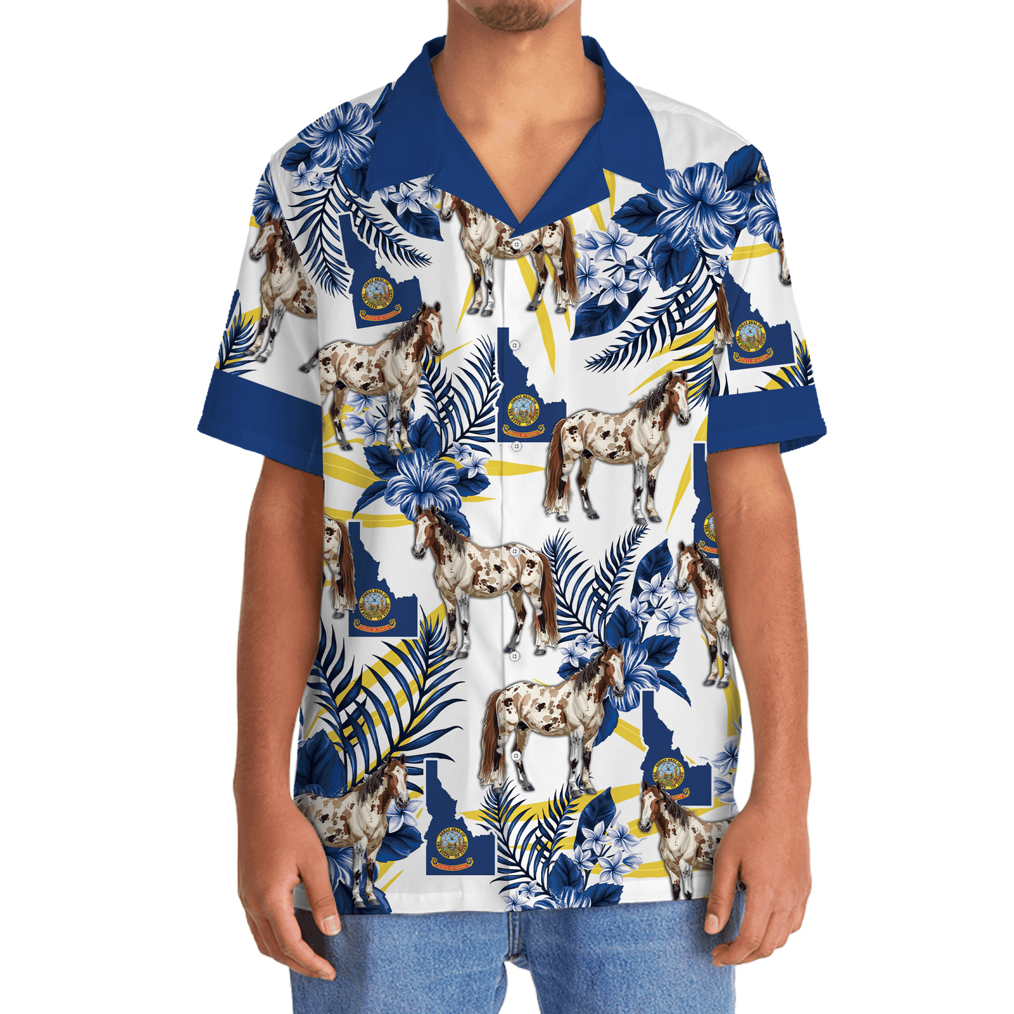 Western Idaho Proud Appaloosa Hawaiian Shirt Pattern Detail For Summer Holidays And Outdoor Fun