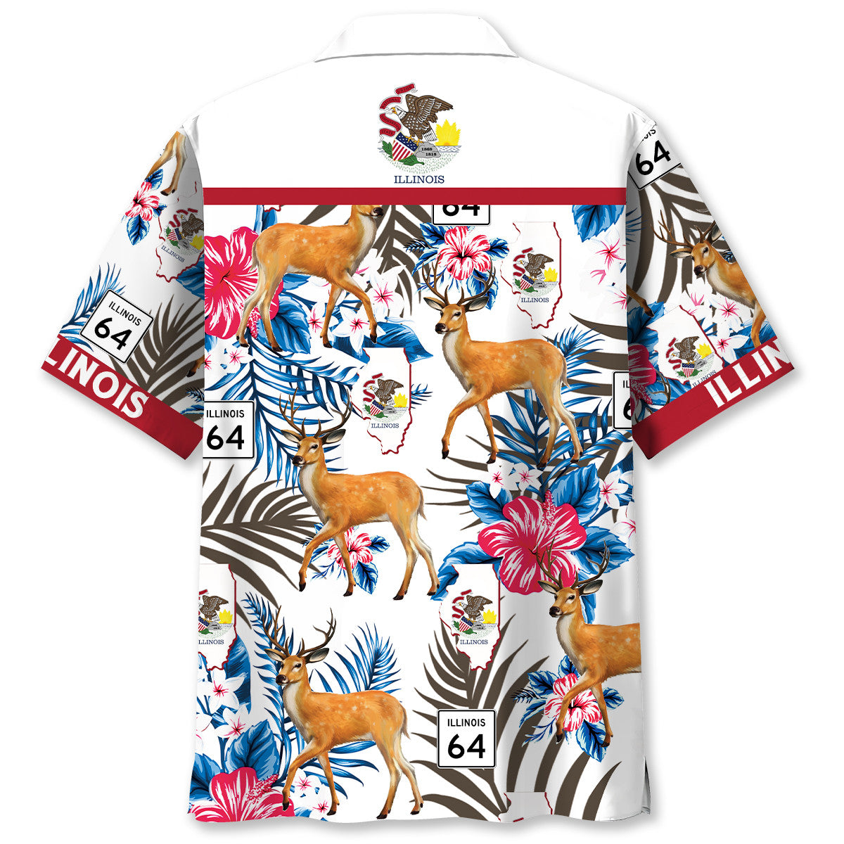 Illinois Proud Midwest Hawaiian Shirt Artwork Detail For Tropical Trips And Casual Outings