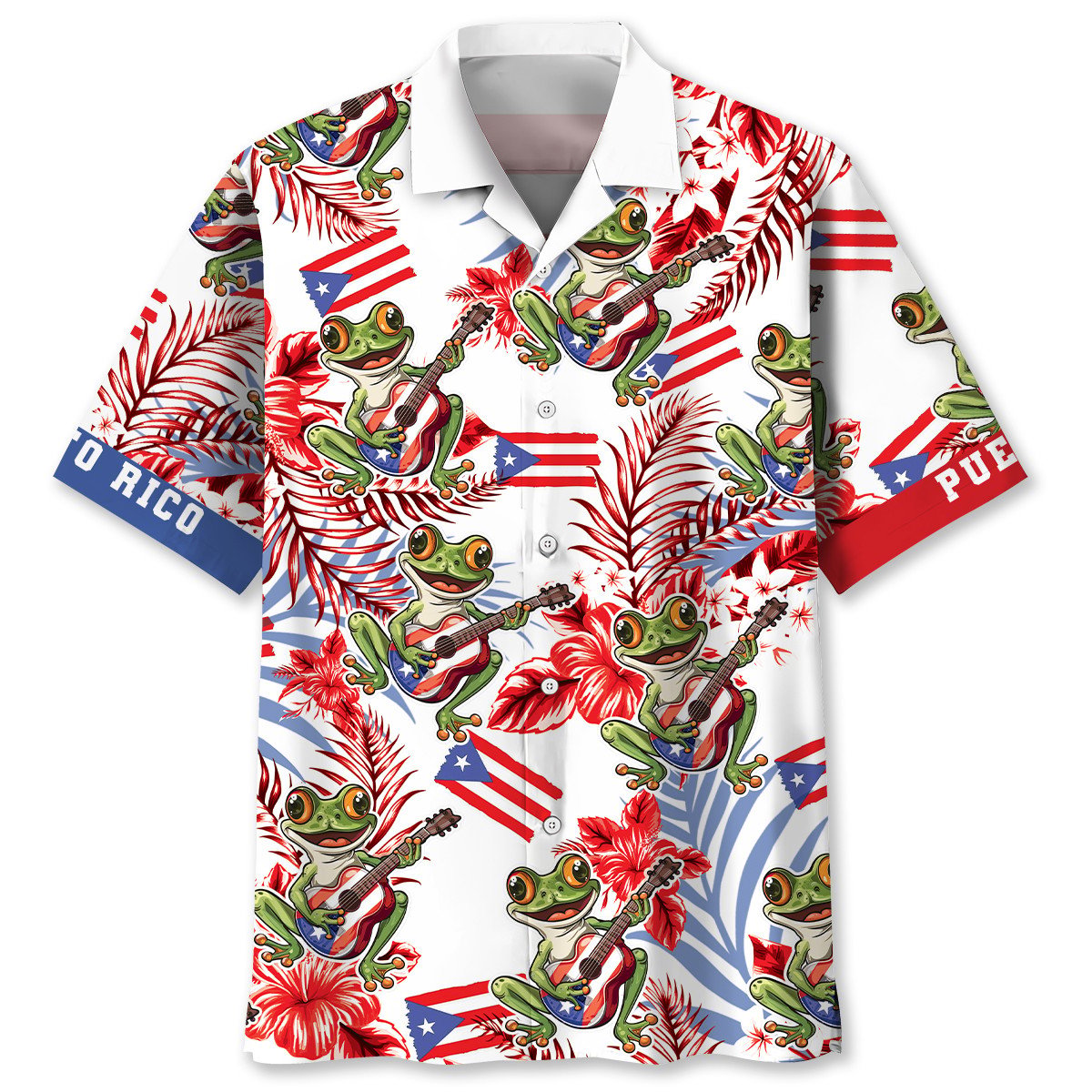 Tropical Puerto Rico Proud Hawaiian Shirt Artwork View For Weekend Travel And Beach Style