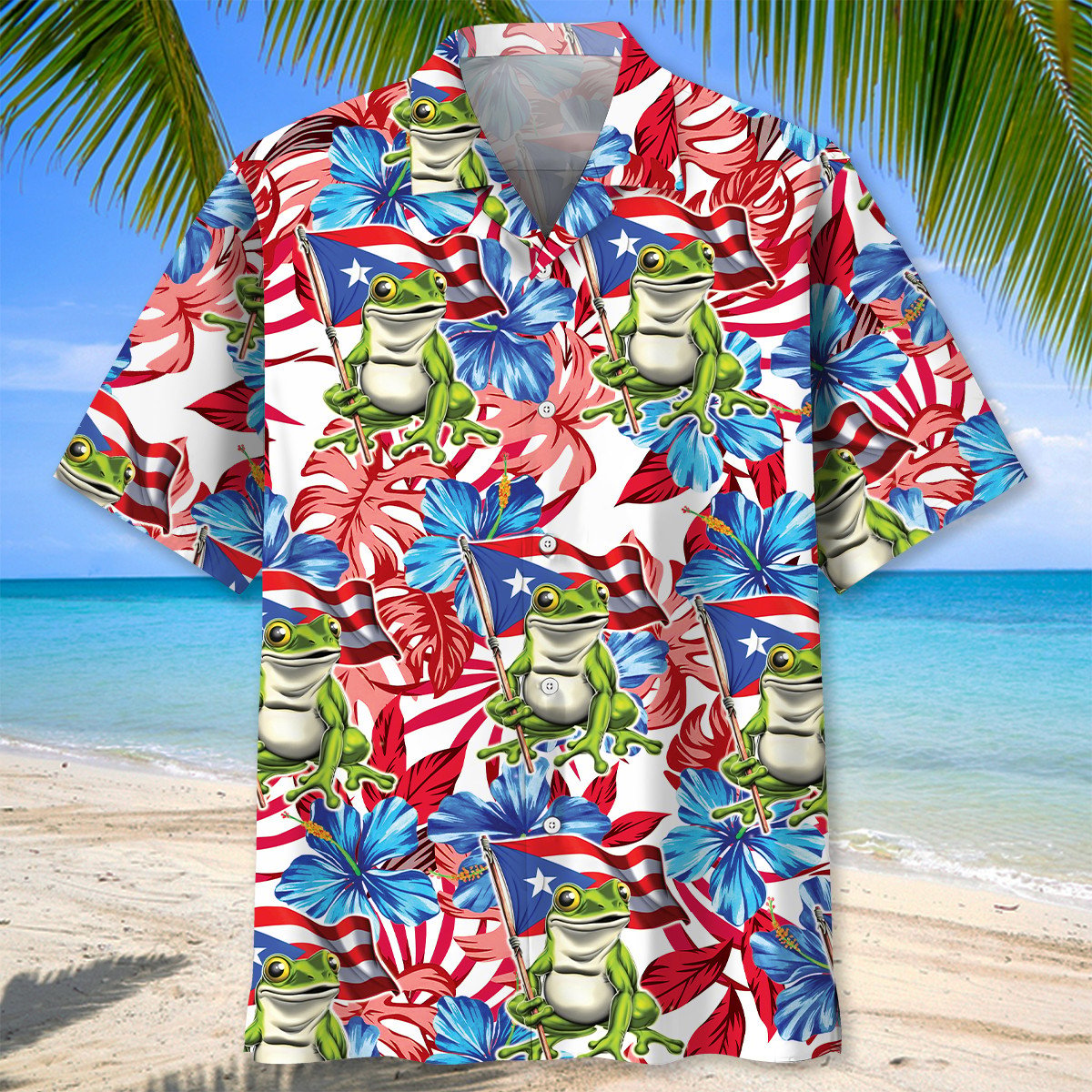 Tropical Puerto Rico Coastal Hawaiian Shirt Design Detail For Sunny Adventures And Casual Wear