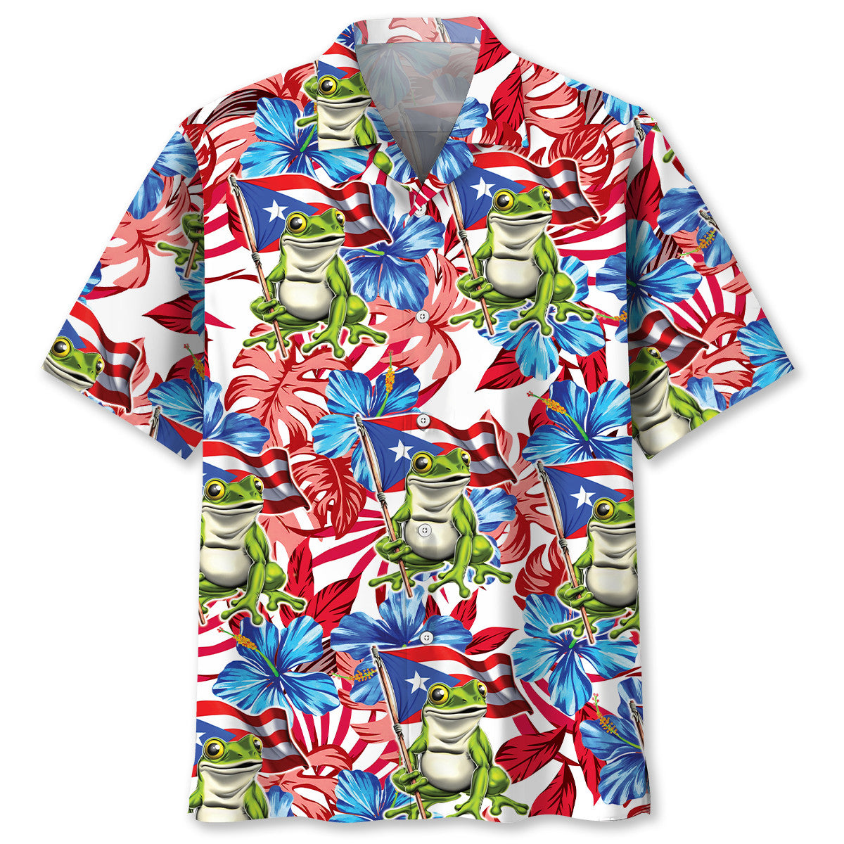 Tropical Puerto Rico Coastal Hawaiian Shirt Artwork View For Weekend Travel And Beach Style