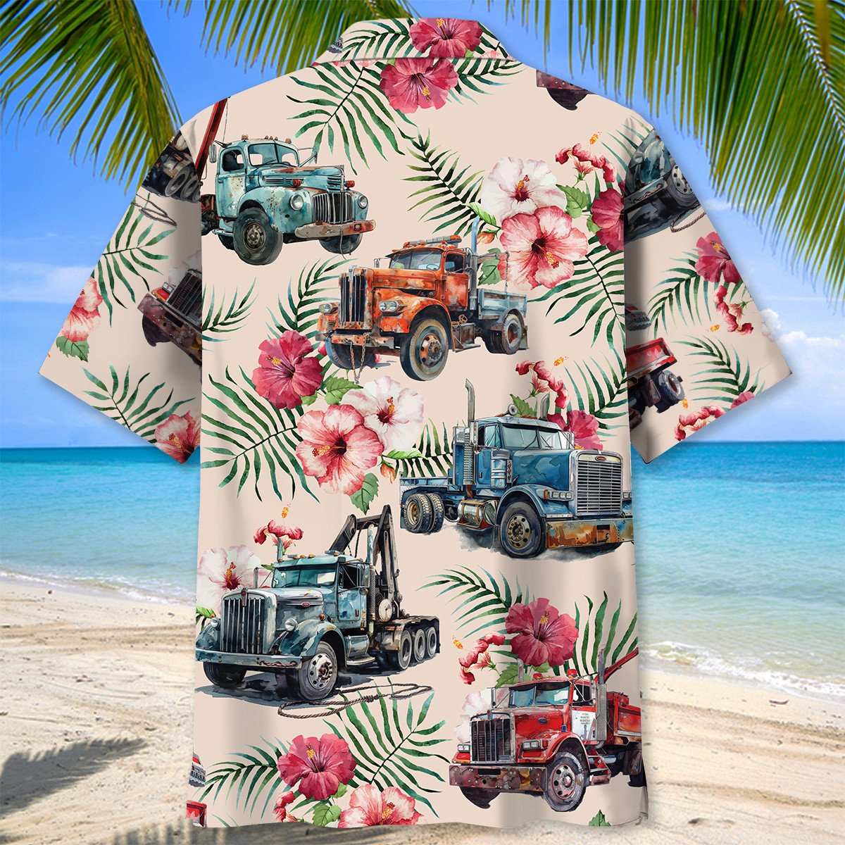 Vintage Retro Truck Tow Operator Car Hawaiian Shirt Design View For Resort Travel And Thoughtful Gifting