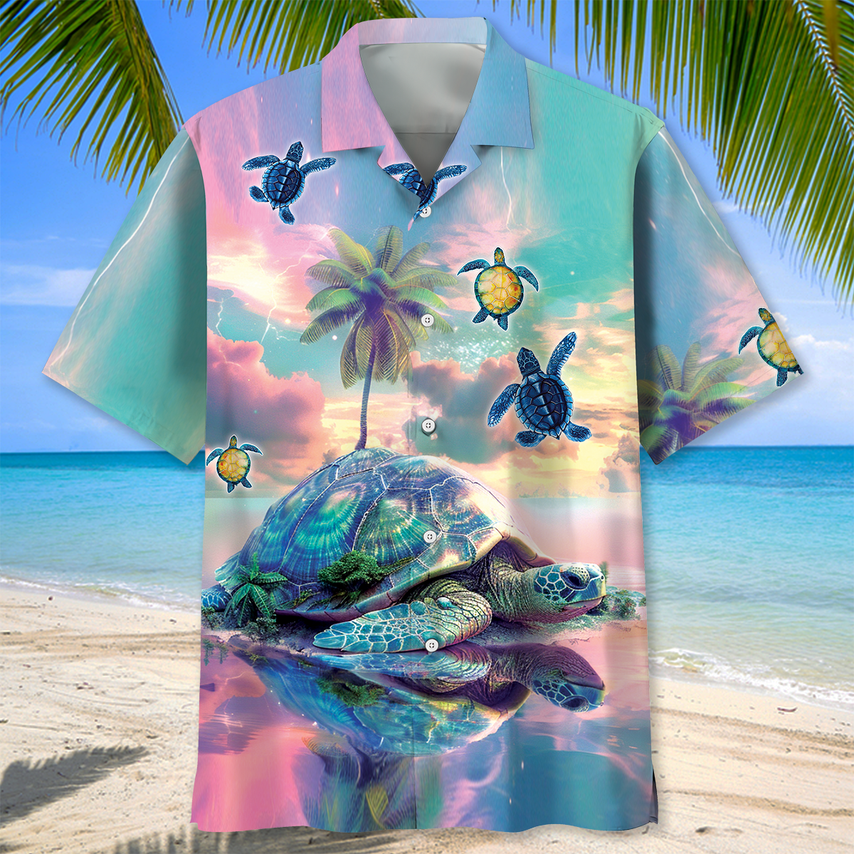 Dreamy Tropical Turtle Island Hawaiian Shirt For Beach Parties And Weekend Getaways