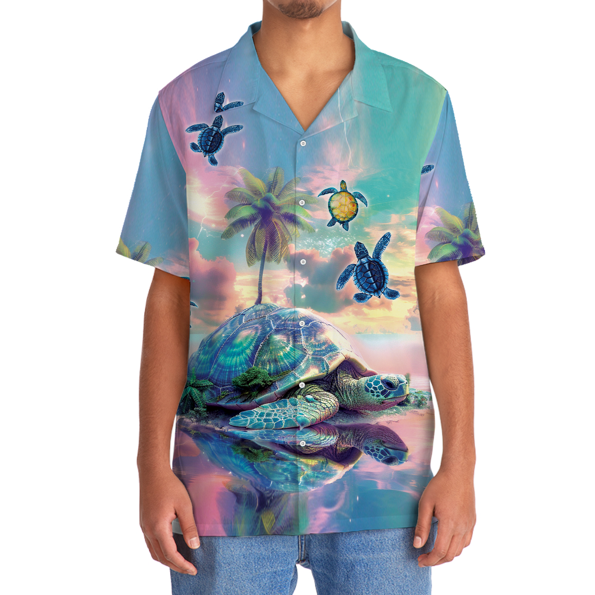 Dreamy Tropical Turtle Island Hawaiian Shirt Artwork View For Coastal Escapes And Resort Style