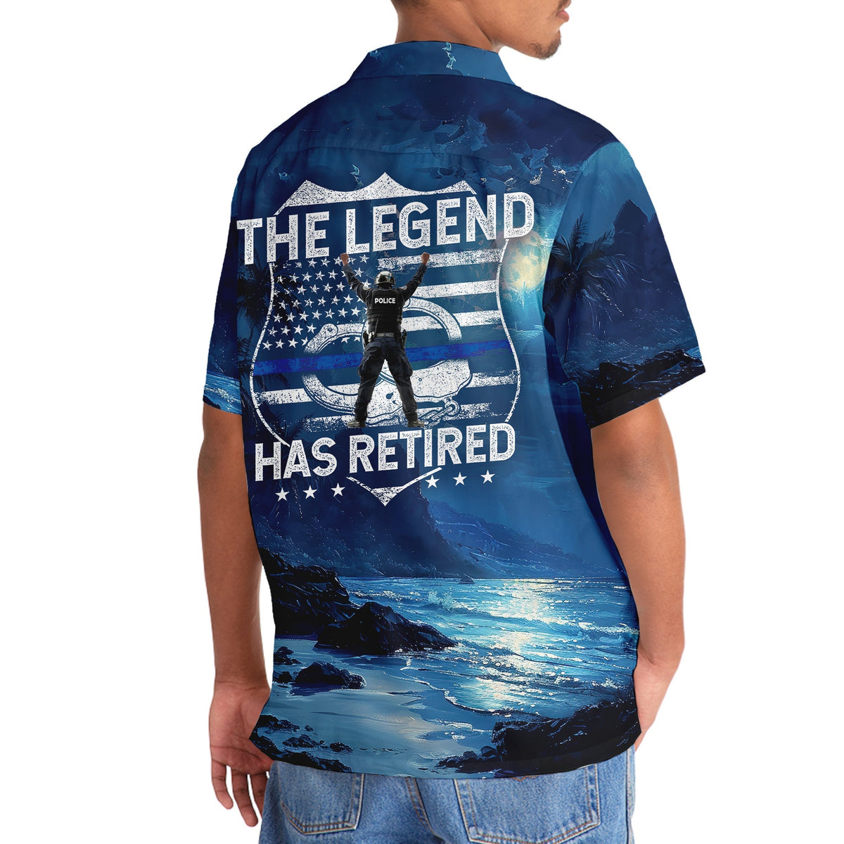 Police Legend Retired Hawaiian Shirt Artwork View For Weekend Travel And Beach Style