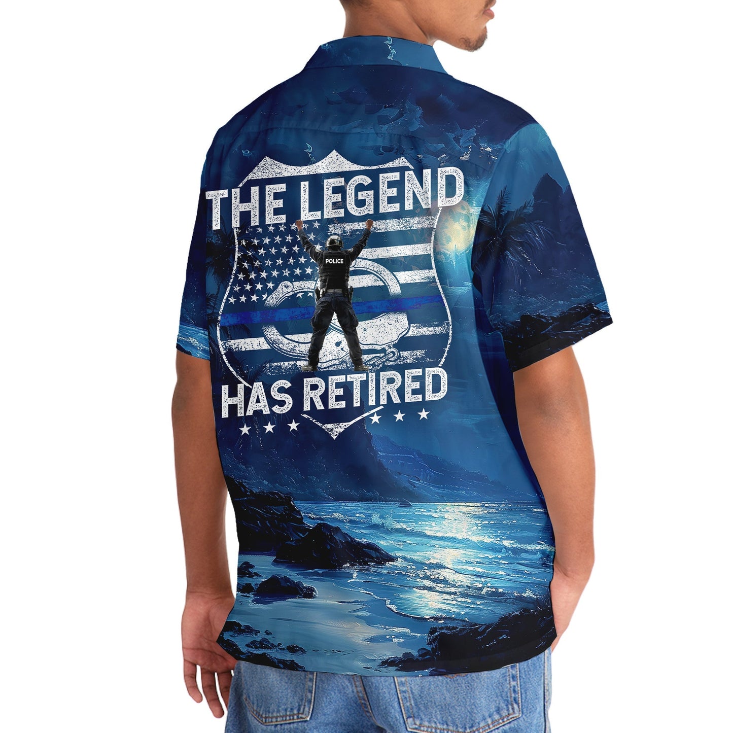 Police Legend Retired Hawaiian Shirt Artwork View For Weekend Travel And Beach Style