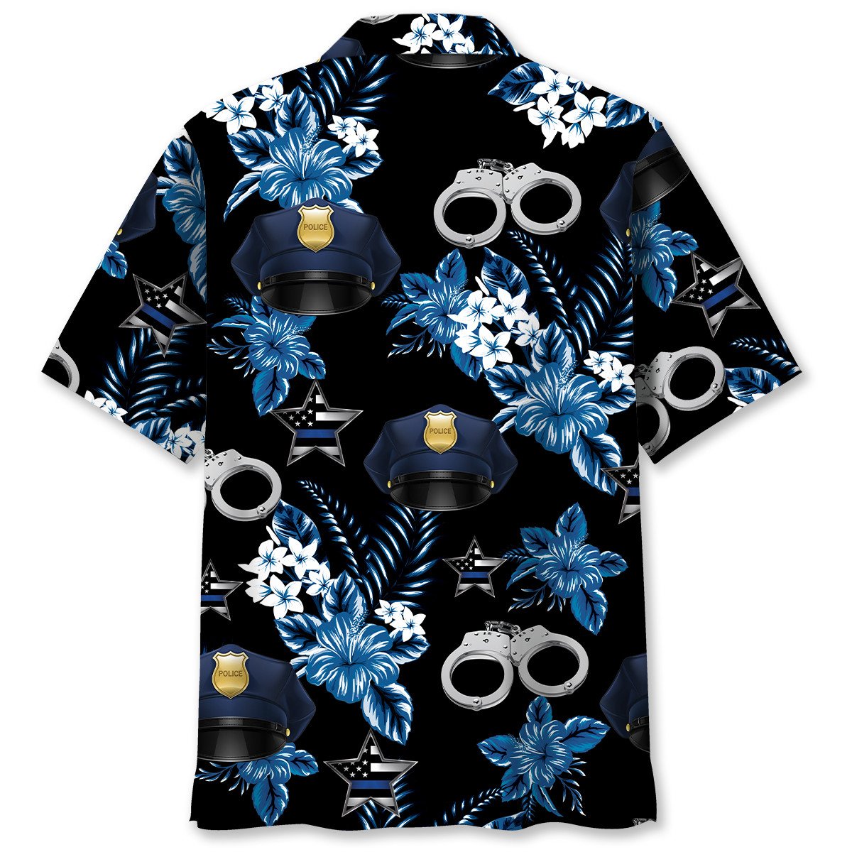 Blue Tropical Police Hawaiian Shirt For Resort Getaways And Comfortable Summer Activities
