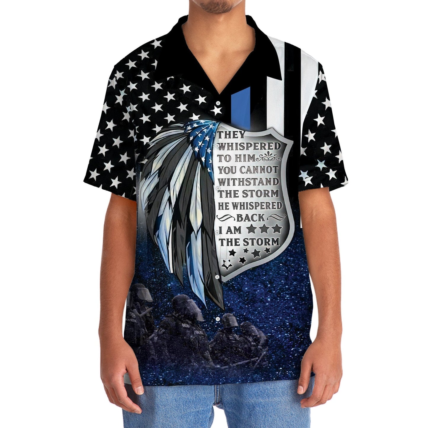 Tropical Police Proud Hawaiian Shirt Pattern Detail For Summer Holidays And Outdoor Fun