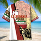 Tropical California Proud Hawaiian Shirt Design Detail For Beach Days And Holiday Travel
