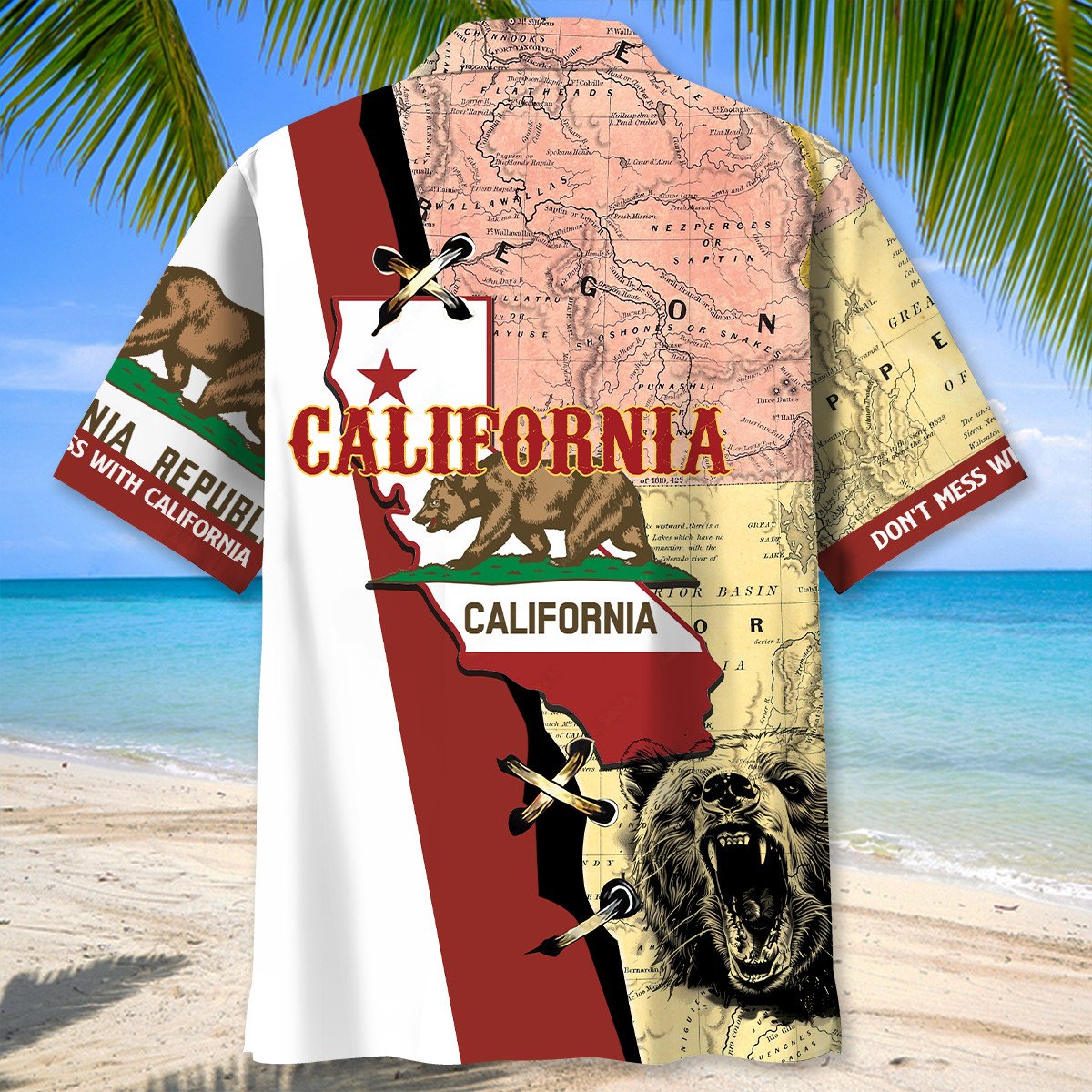 Tropical California Proud Hawaiian Shirt Design Detail For Beach Days And Holiday Travel