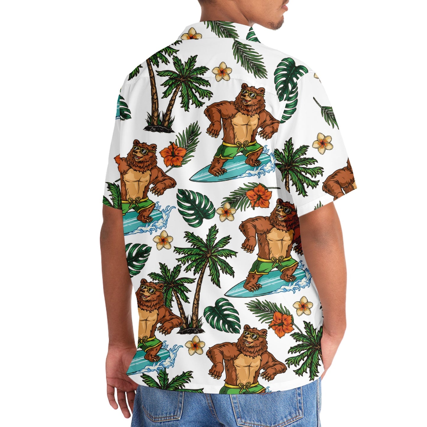Funny Tropical Bear Surfing Hawaiian Shirt For Poolside Relaxation And Sunny Getaways