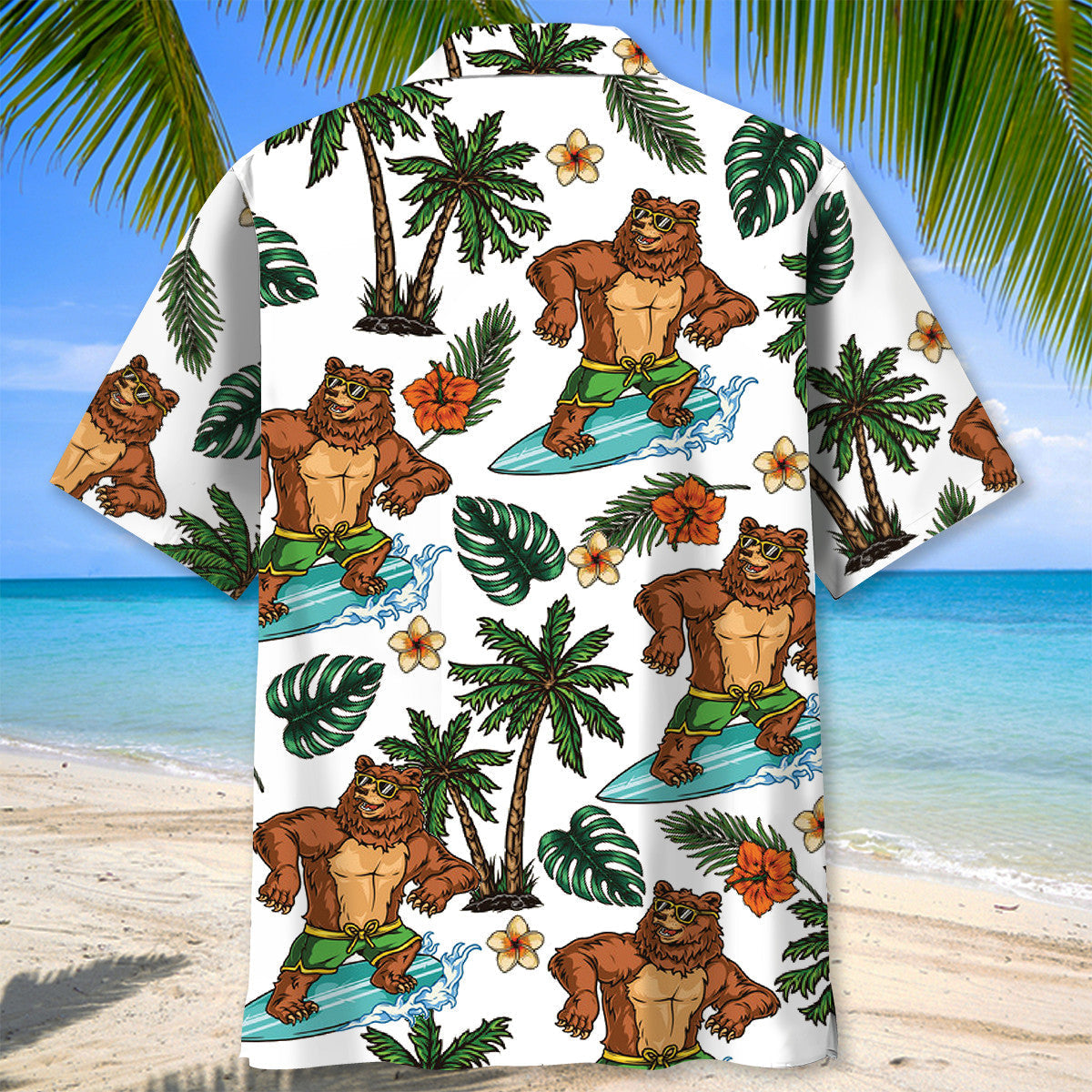 Funny Tropical Bear Surfing Hawaiian Shirt For Summer Events And Casual Outdoor Wear