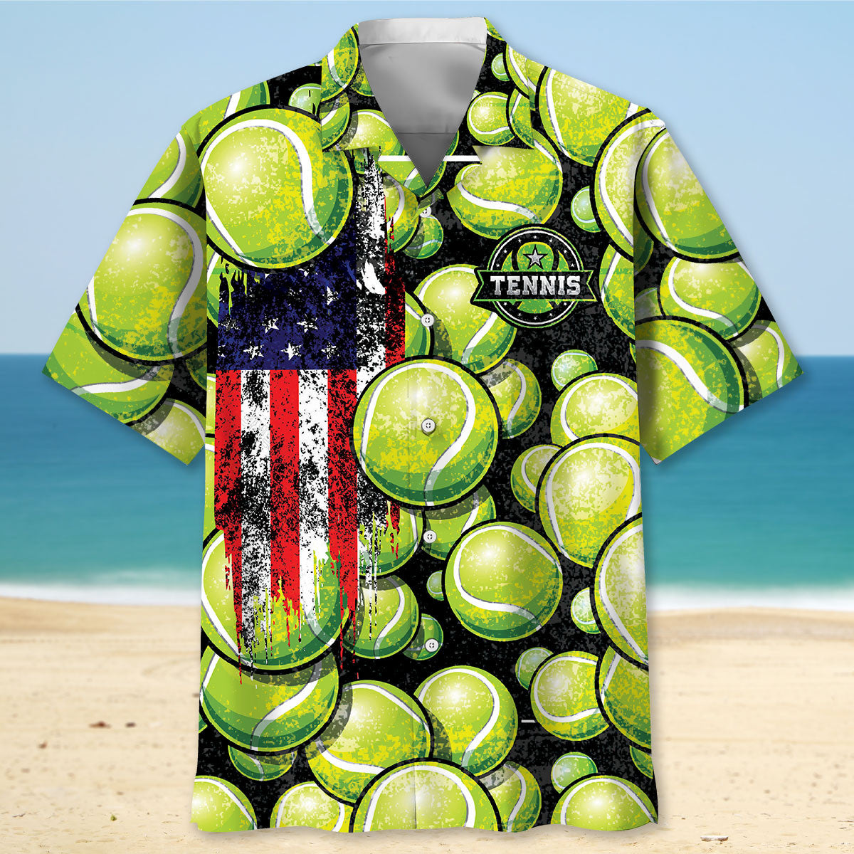 Tennis Us Hawaiian Shirt Artwork Detail For Resort Trips And Outdoor Activities