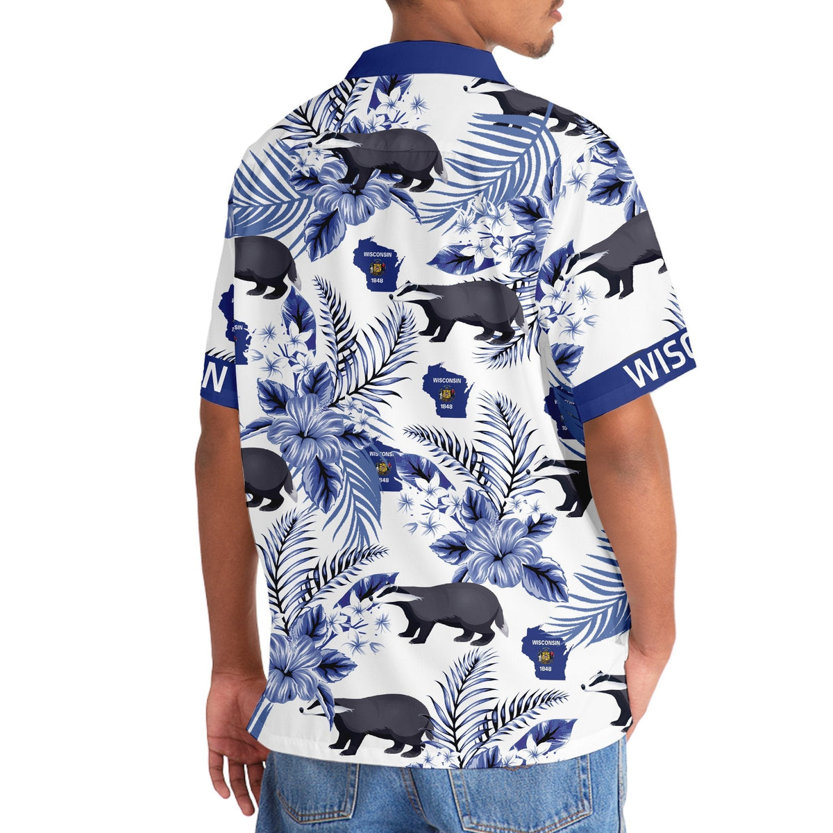 Tropical Wisconsin Proud Hawaiian Shirt Artwork Detail For Tropical Trips And Casual Outings
