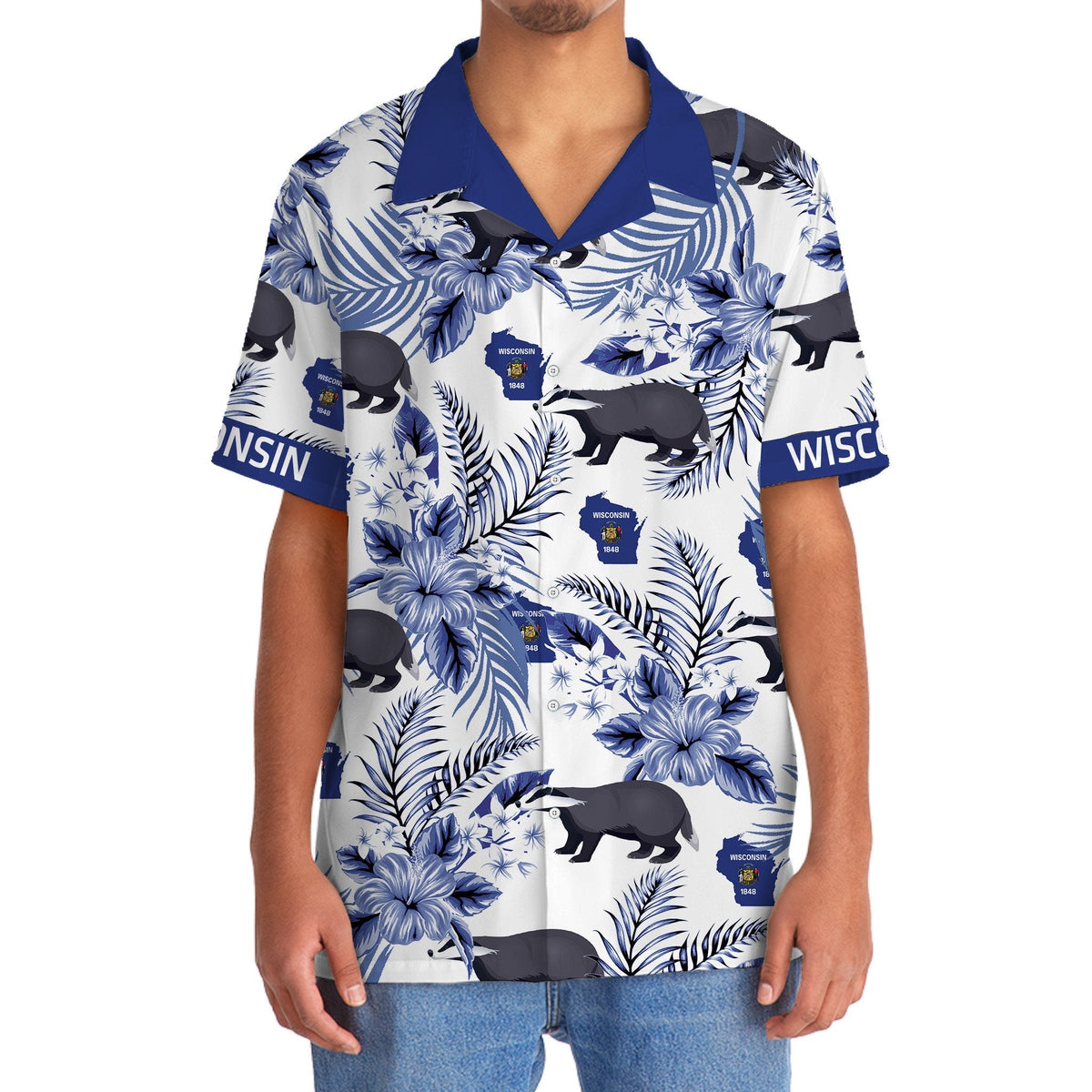 Tropical Wisconsin Proud Hawaiian Shirt Pattern View For Lightweight Everyday Style