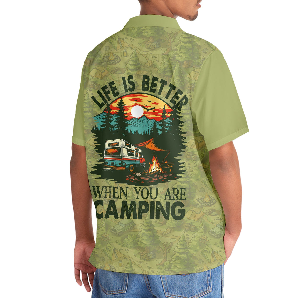 Camping Outdoor Hawaiian Shirt Design Detail For Sunny Adventures And Casual Wear