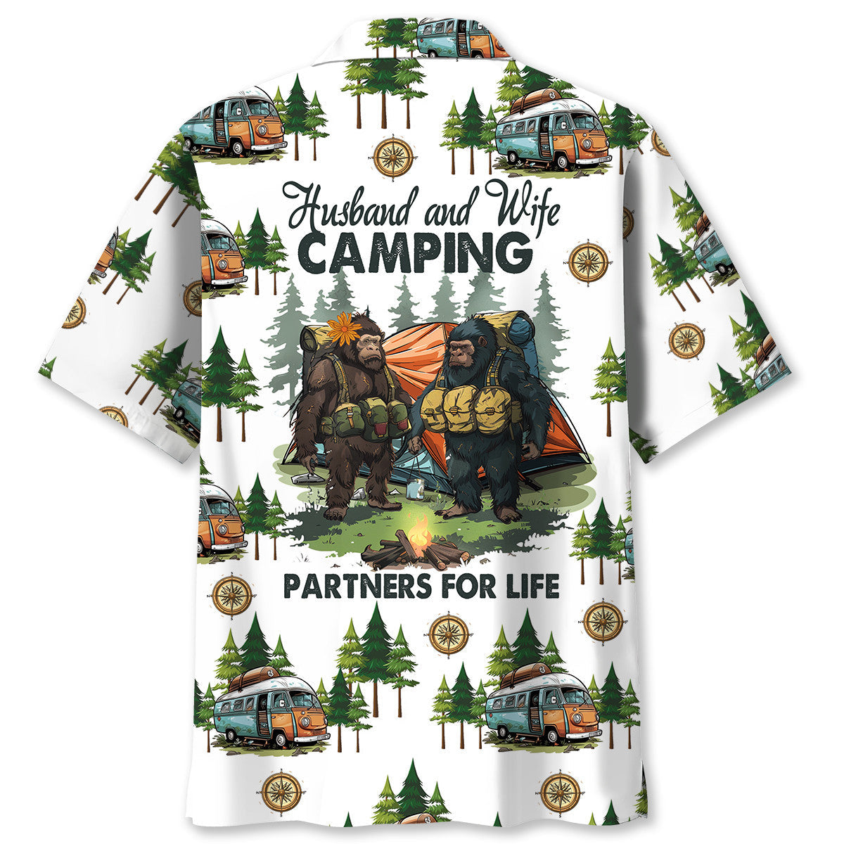 Camping Forest Creature Husband Wife Hawaiian Shirt For Beach Parties And Weekend Getaways