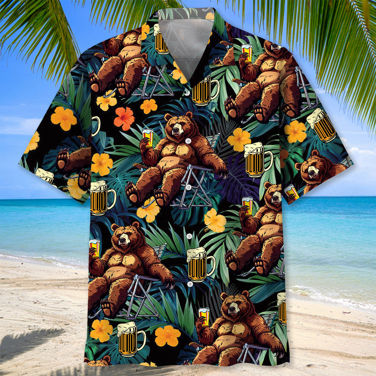 Bear Camping Drunk Hawaiian Shirt For Vacation Days And Relaxed Coastal Outings