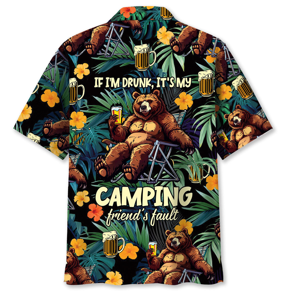 Bear Camping Drunk Hawaiian Shirt Artwork View For Weekend Travel And Beach Style
