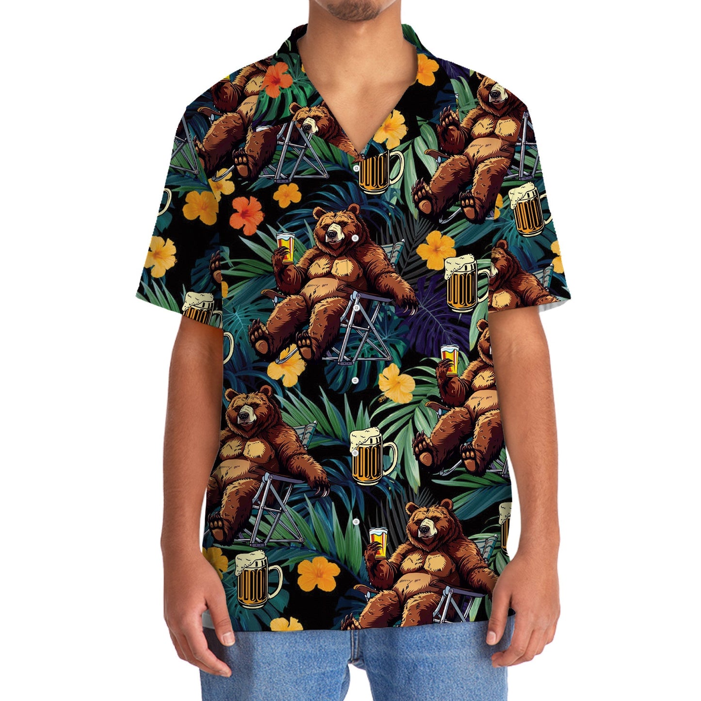 Bear Camping Drunk Hawaiian Shirt For Resort Getaways And Comfortable Summer Activities