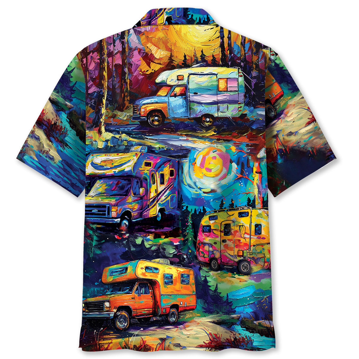 Car Camping Hawaiian Shirt Pattern View For Lightweight Everyday Style
