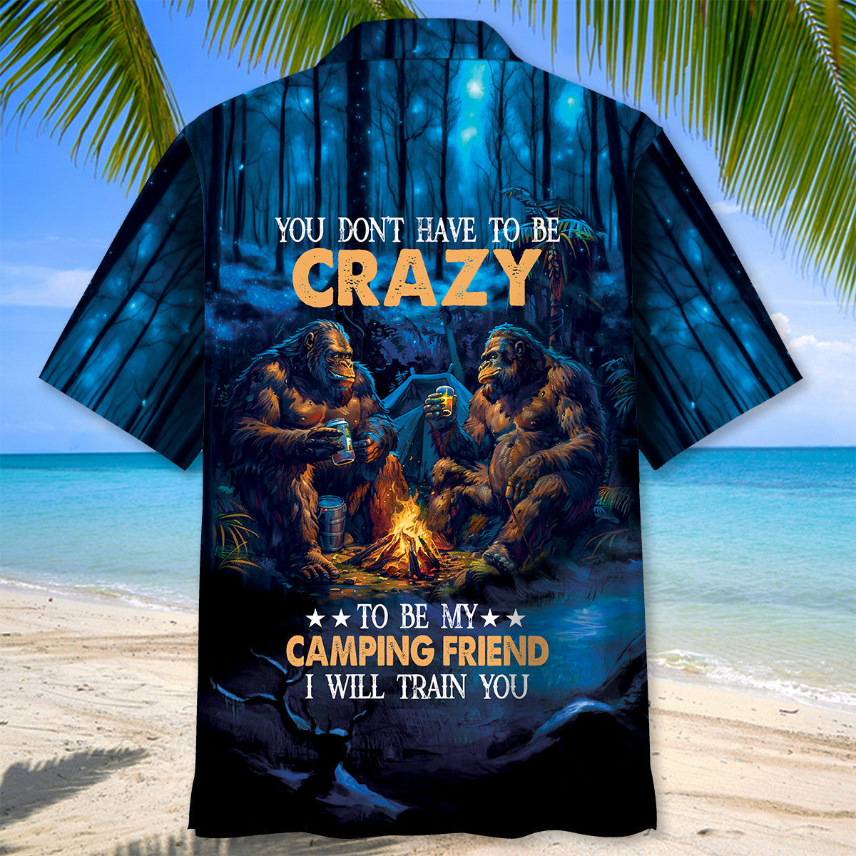 Camping Forest Creature Friend Hawaiian Shirt Design Detail For Beach Days And Holiday Travel