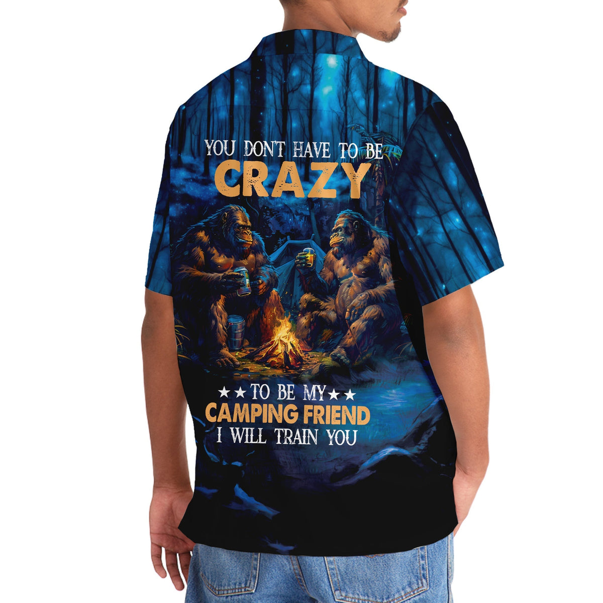 Camping Forest Creature Friend Hawaiian Shirt Pattern View For Lightweight Everyday Style