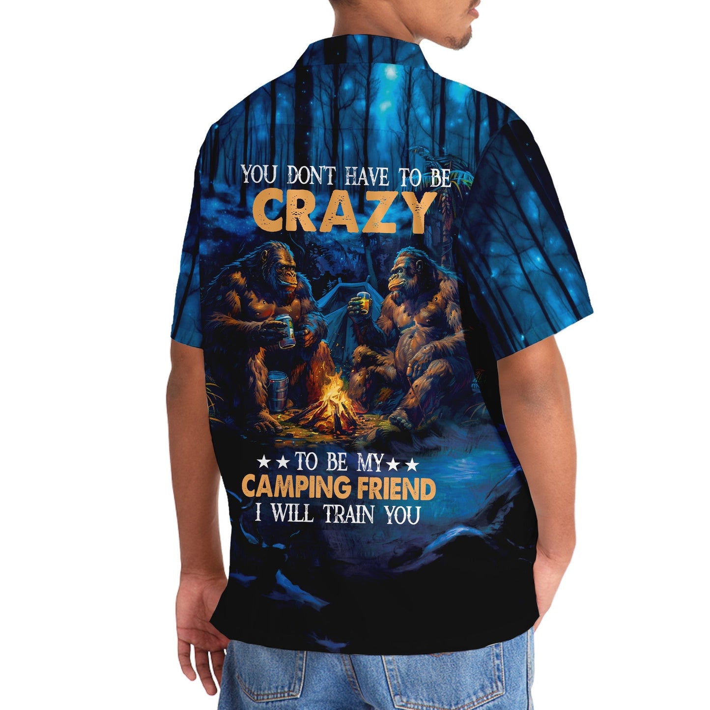 Camping Forest Creature Friend Hawaiian Shirt Pattern View For Lightweight Everyday Style