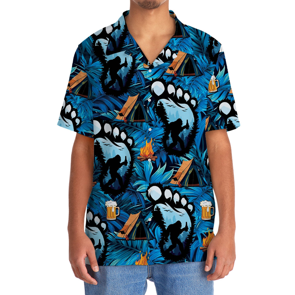 Camping Forest Creature Beer Hawaiian Shirt Artwork View For Coastal Escapes And Resort Style