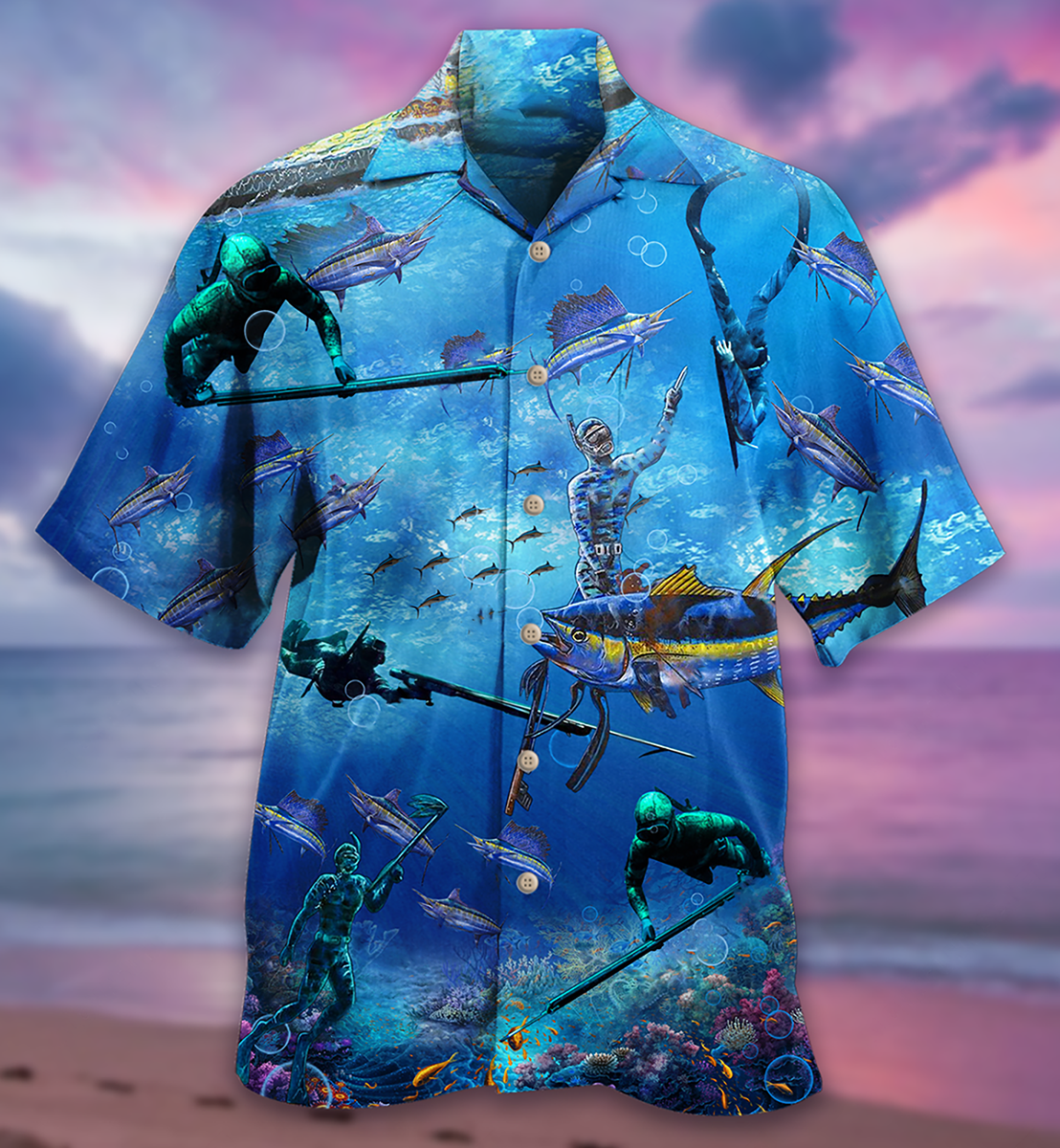 Ocean Hawaiian Shirt With All Over Print For Island Holidays Summer Parties And Casual Outdoor Wear