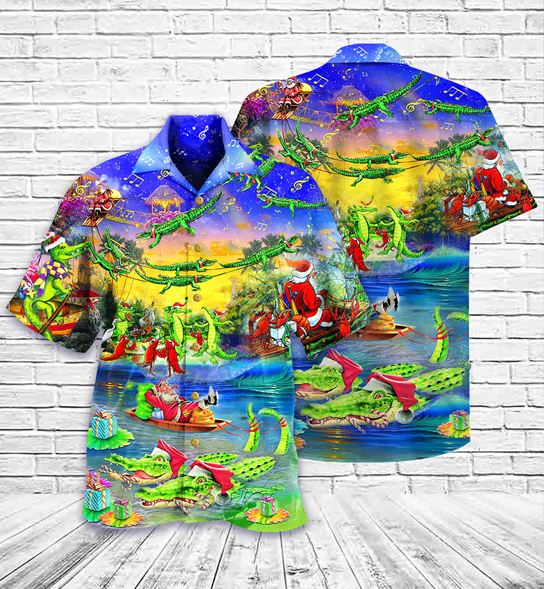 Festive Crocodile Christmas Hawaiian Shirt For Resort Getaways And Comfortable Summer Activities