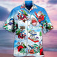 Shark Santa Christmas Hawaiian Shirt Pattern View For Relaxed Warm Weather Outfits