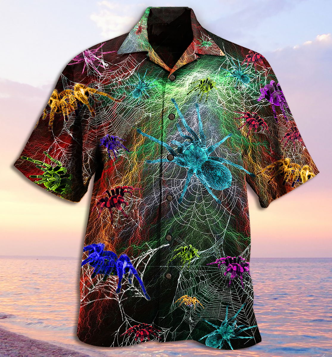Spider Animals Hawaiian Shirt Pattern Detail For Summer Holidays And Outdoor Fun