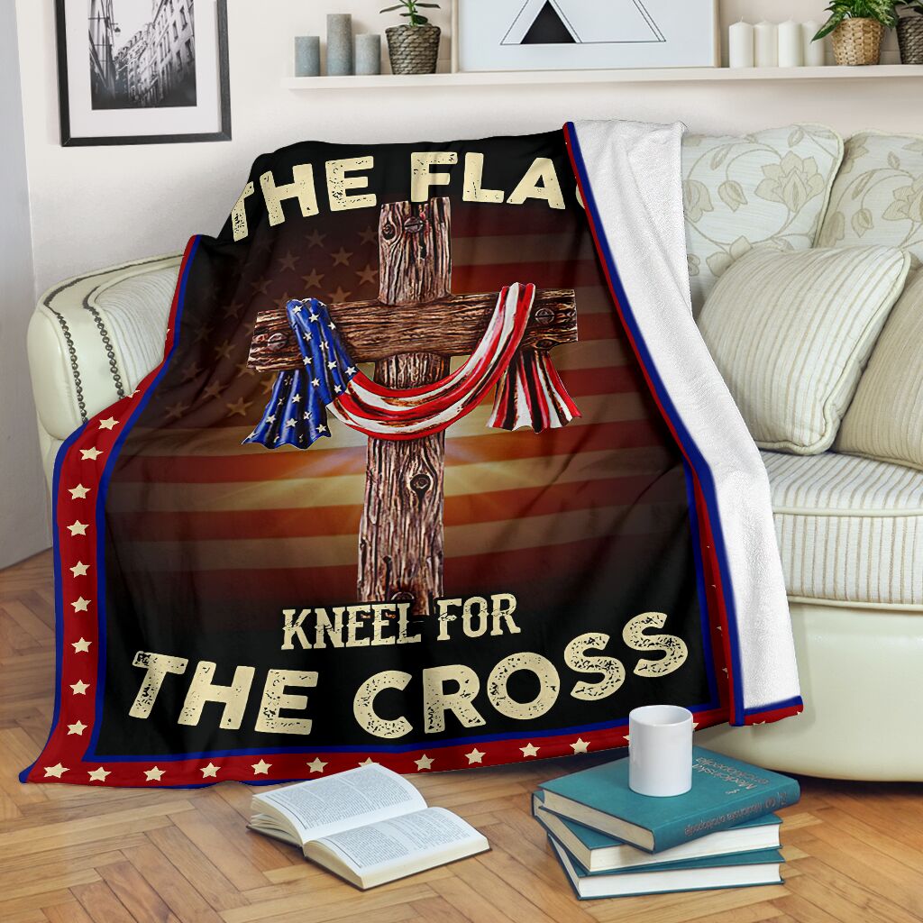 God Stand For The Flag American Flag Christian Flannel Blanket For Cozy Bedroom Sofa Decor