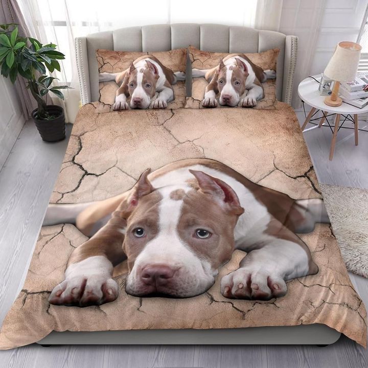Pit Bull Dog Goodnight Happy Bedding Cover For Pet Lover Bedroom Decor