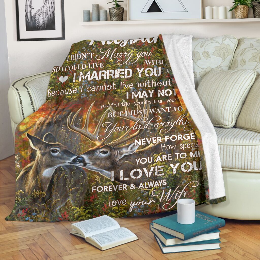 Deer To My Husband Hunting Flannel Blanket For Cozy Bedroom Sofa Decor