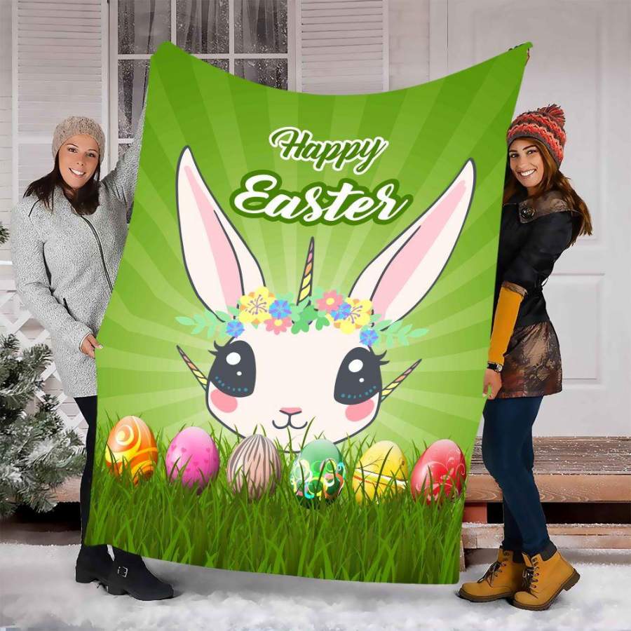 Easter Unicorn Easter Flannel Blanket For Cozy Bedroom Sofa Decor